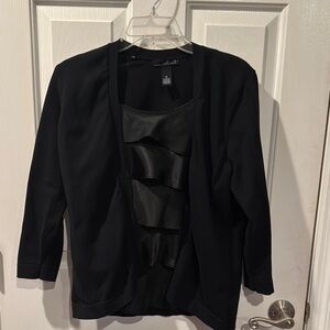 Black Blazer with Relaxed Fit and Rounded Neckline